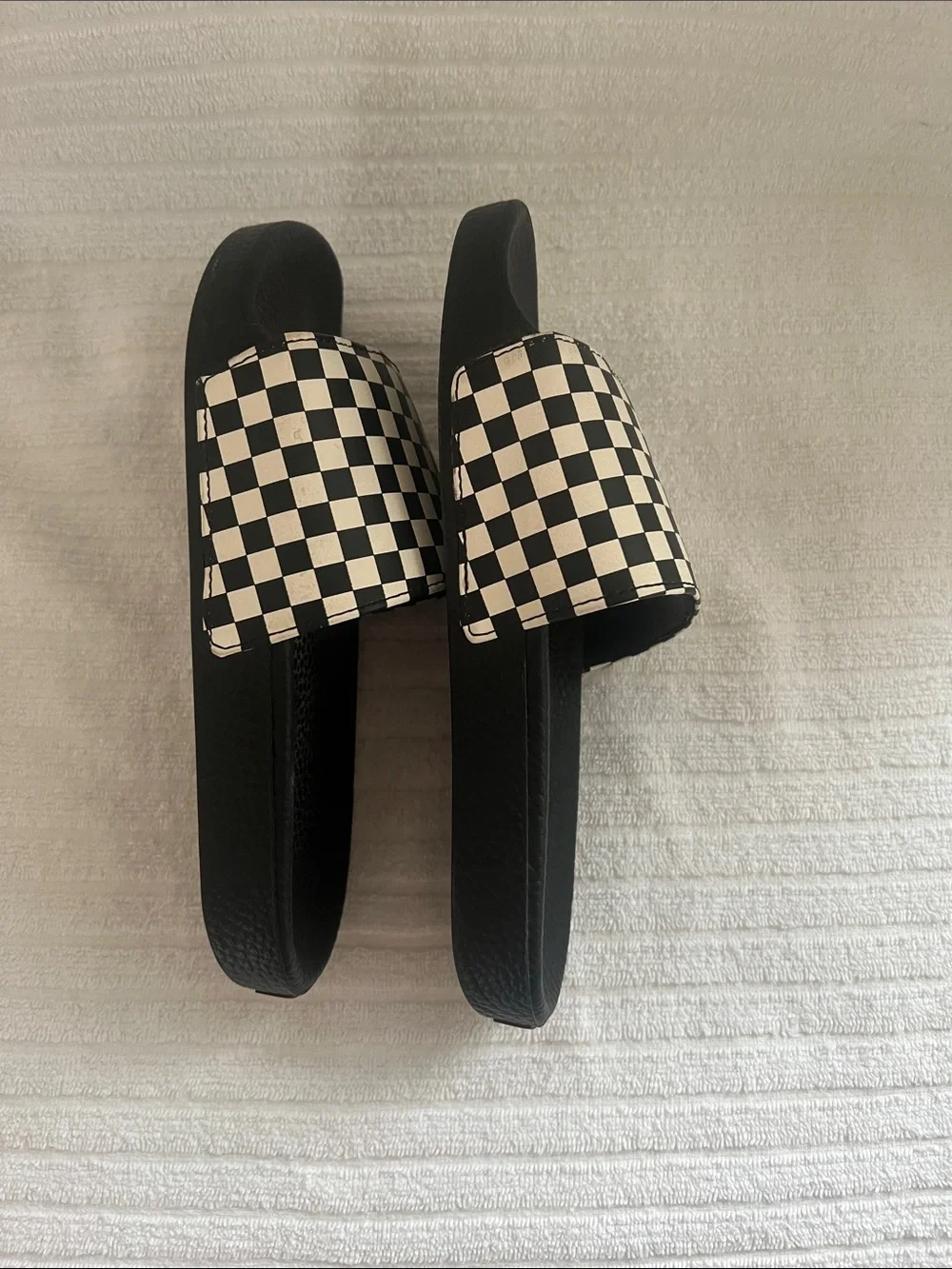 Vans Kids Black and White Checkerboard Slide Sandals